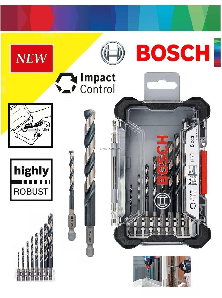 BOSCH 2608577146 8pcs Impact Control HSS Twist Drill Bit